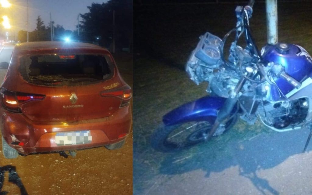 UNA MOTO CHOCÓ A UN AUTO EN SINSACATE