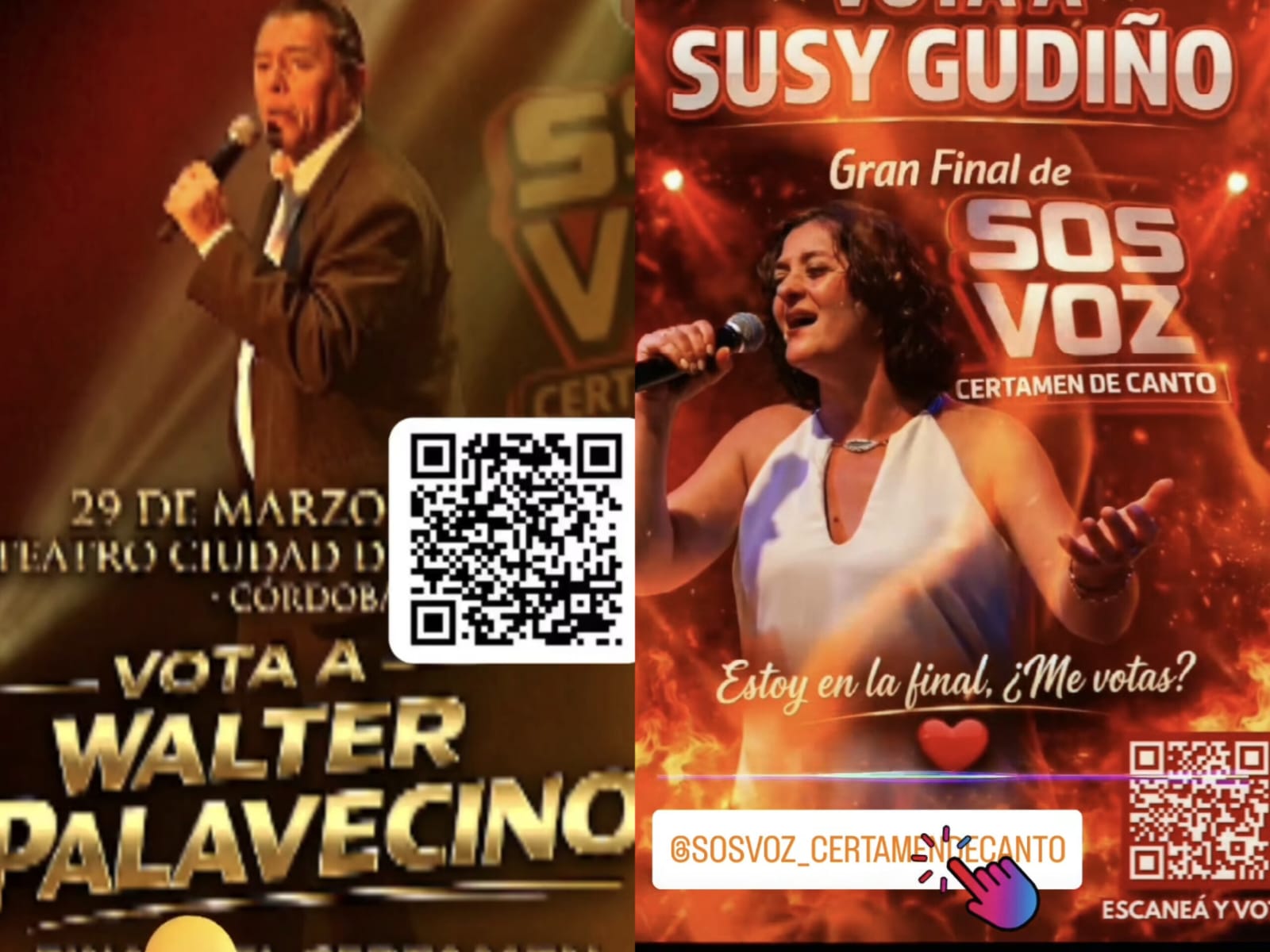SUSANA GUDIÑO Y WALTER PALAVECINO, DOS TALENTOS DE VILLA DEL TOTORAL QUE PARTICIPAN DE LA FINAL DEL CERTAMEN DE CANTO “SOS VOZ”