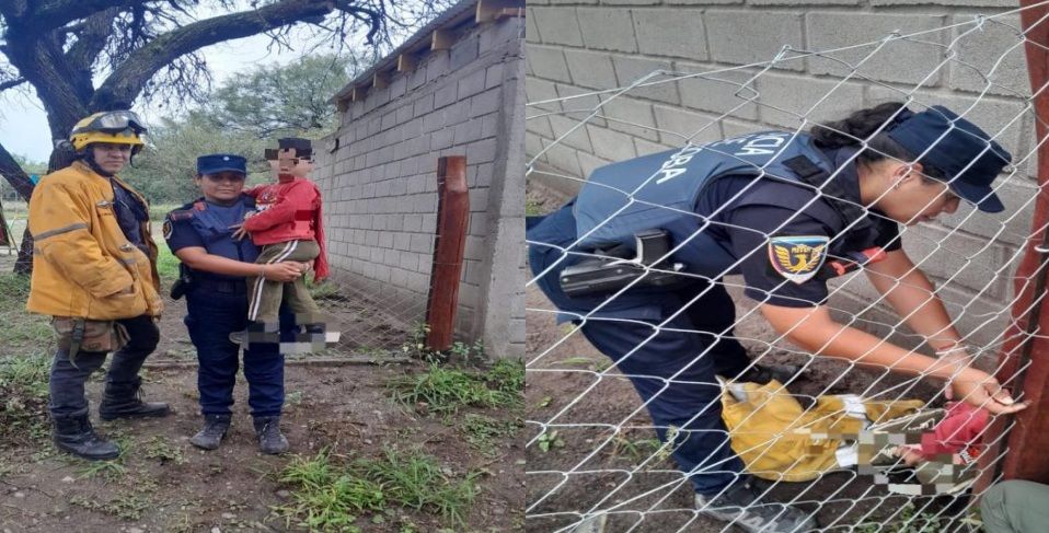SAN MARCOS SIERRAS: RESCATARON A UN NIÑO QUE QUEDÓ CON SU CABEZA ATRAPADA ENTRE UN POSTE Y UNA PARED