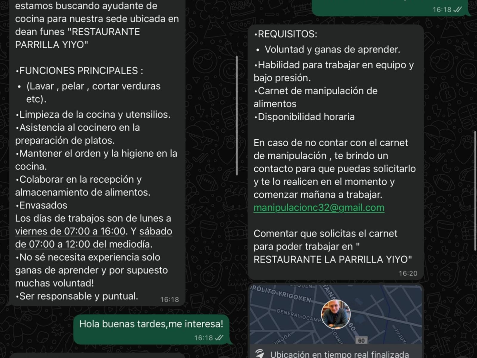 ALERTA POR FALSA BÚSQUEDA LABORAL: ESTAFAN A VEINTENA DE PERSONAS USANDO EL NOMBRE DE UNA RECONOCIDA PARRILLA DE DEAN FUNES