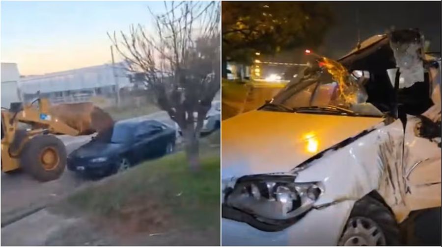 LOCURA EN ENTRE RÍOS: MANEJÓ BORRACHO UNA PALA CARGADORA Y DESTRUYÓ SIETE AUTOS